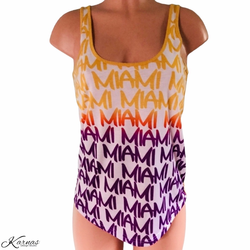 Miami Colorful Logo Boutique Tank Sz MD